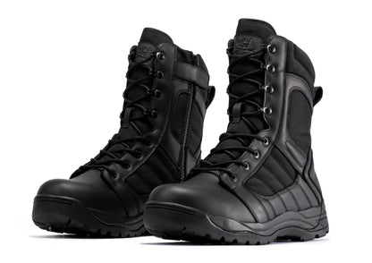 Botas Pro Black Men's 8 inch Side Zipper Rubber Sole Tactical Boots BMP110BK